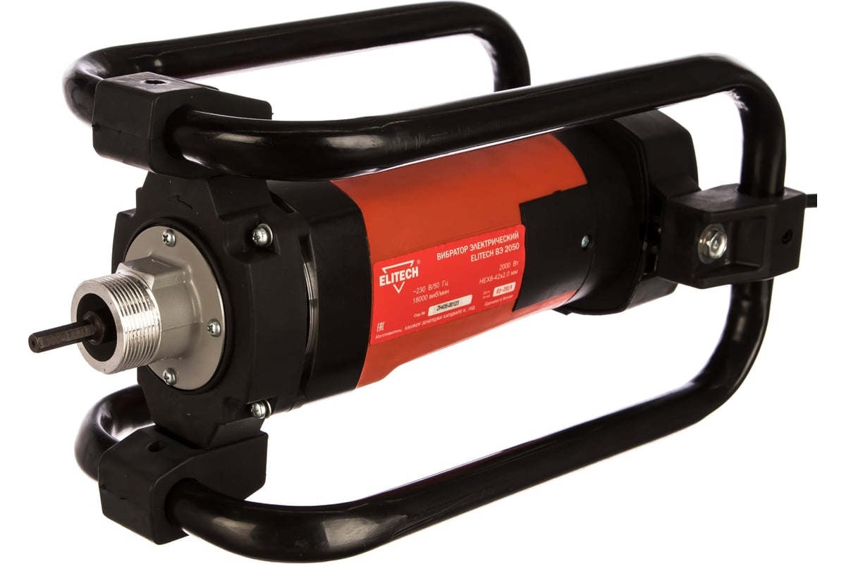 Вибратор 2000 Вт, вал 3 метра, булава 35 мм. ELITECH ВЭ 2050