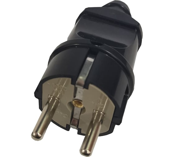 Вилка б/з прямая 10А черная Vx1-B ЭРА