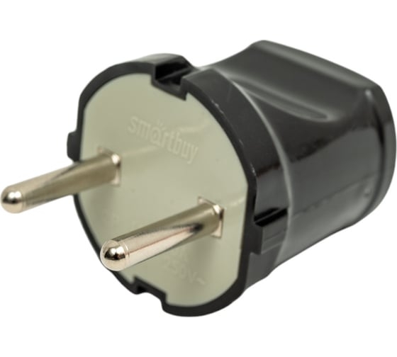 Вилка прямая без заземления черная 10А 250В (SBE-10-P04-b)