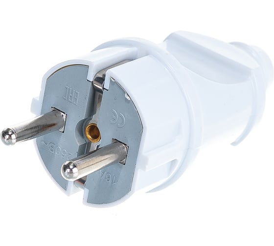 Вилка прямая с/з белая 16А 250В (уп25/250шт) UNIVERSAL