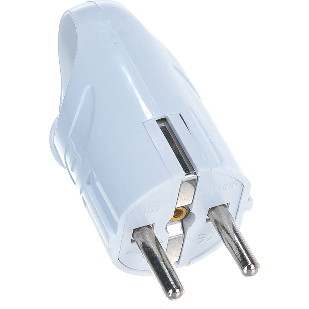 Вилка угловая с/з белая 16А 250В (уп30/300шт) UNIVERSAL