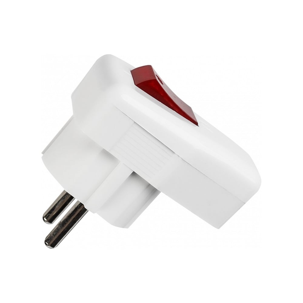 Вилка угловая с/з с выключателем белая 16А 250В (SBE-16-P12-w)