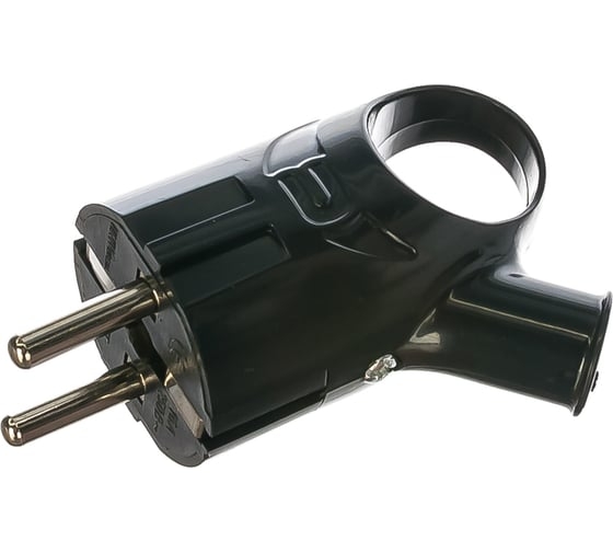 Вилка угловая с/з черная 16А 250В (АБС-пластик)