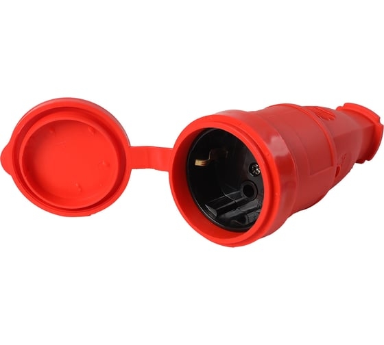 Розетка переносная каучуковая 2P+PE 16A IP44 SBE-16-S07-R красная