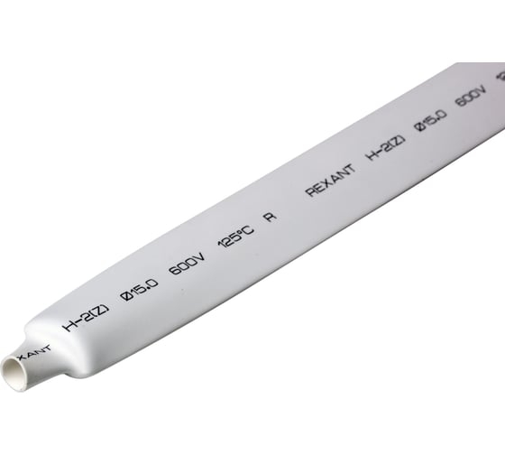 ТУТ Термоусадочная трубка 15.0/7.5 1м белая. REXANT 21-5001