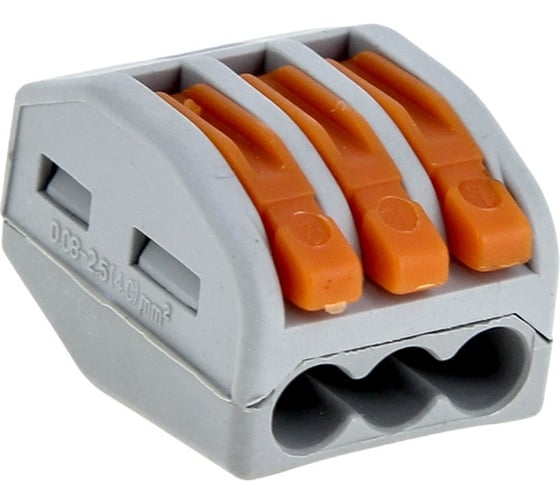 Строительно-монтажная клемма СМК 222-413 с рычагом 3 отверстия 0,08-2,5мм2 (100шт.) EKF PROxima