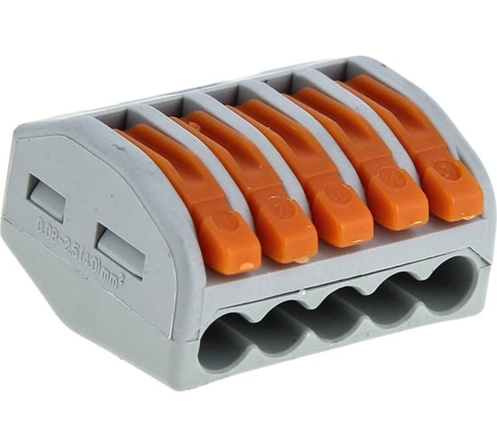 Строительно-монтажная клемма СМК 222-415 с рычагом 5 отверстий 0,08-2,5мм2 (100шт.) EKF PROxima