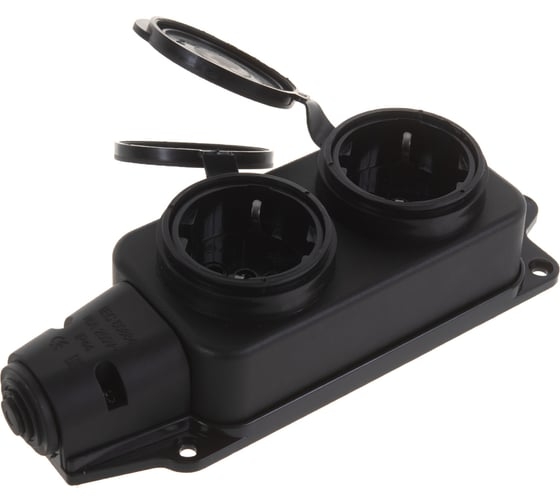 Колодка 2-х местная однофаз с заглуш с/з каучук 16А 250В IP44 УНИВЕРСАЛ 1027