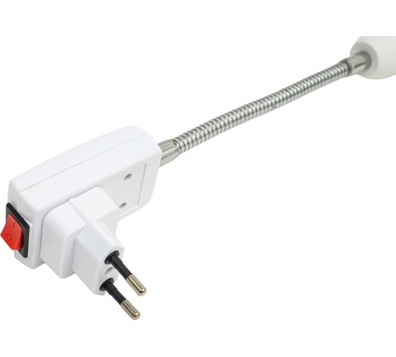 Переходник вилка-Е27 гибкий 150мм с выключателем, белый, TDM