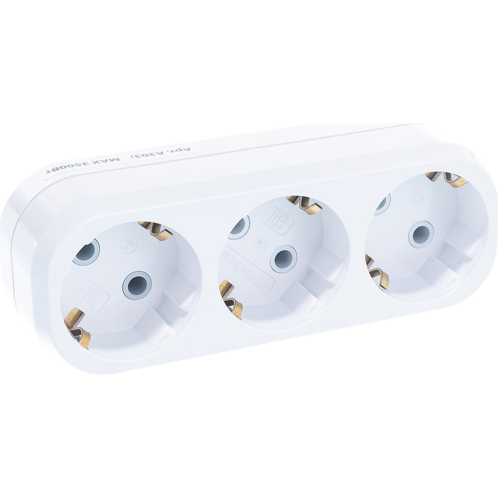 Разветвитель 3гн, с/з плоский белый 16А 250В А303