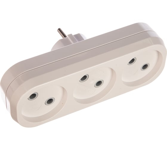 Разветвитель 3гн. б/з плоский белый 6А 250В (уп50шт)