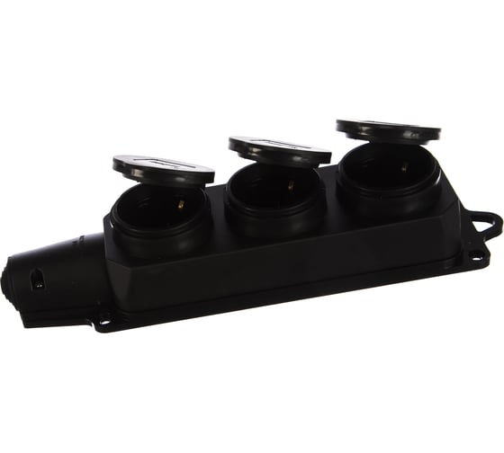 Розетка Smartbuy 3-х мест с защит крышк каучук 230В 2P+PE 16A IP44