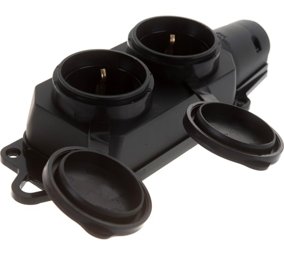 Розетка Smartbuy, двухместная с защитными крышками каучуковая 230В, 2P+PЕ, 16А, IP44 (SBE-16-2-00R)