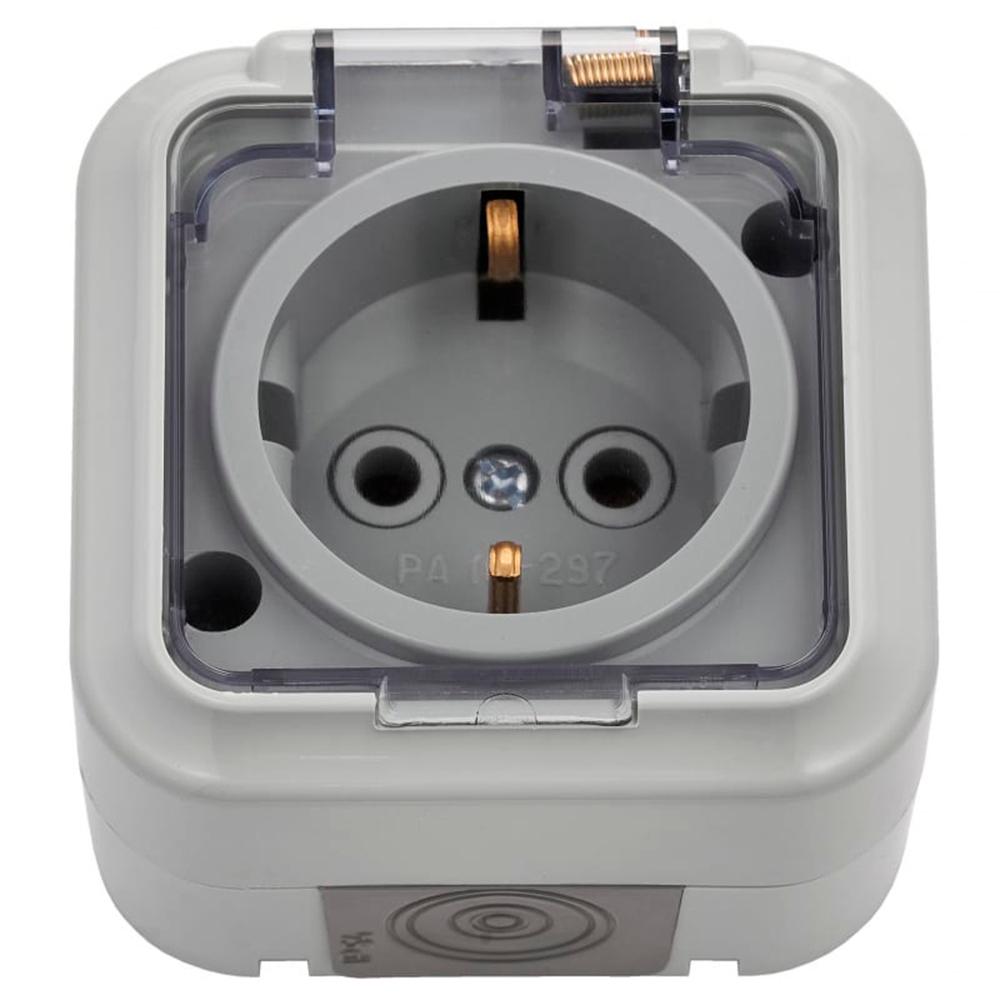 Розетка А16-296 ОП одноместная б/з с крышк.брызгозащ. IP54 "Пралеска Аква"