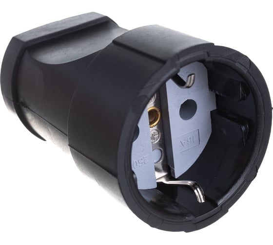 Штепсельное гнездо с/з черное 16А 250В
