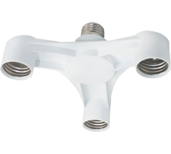 Ecola переходник с цоколя Е27 на 3хЕ27 Широкий белый A7T37WEAY