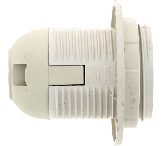 Патрон Е27 пластиковый с кольцом термостойкий пластик белый