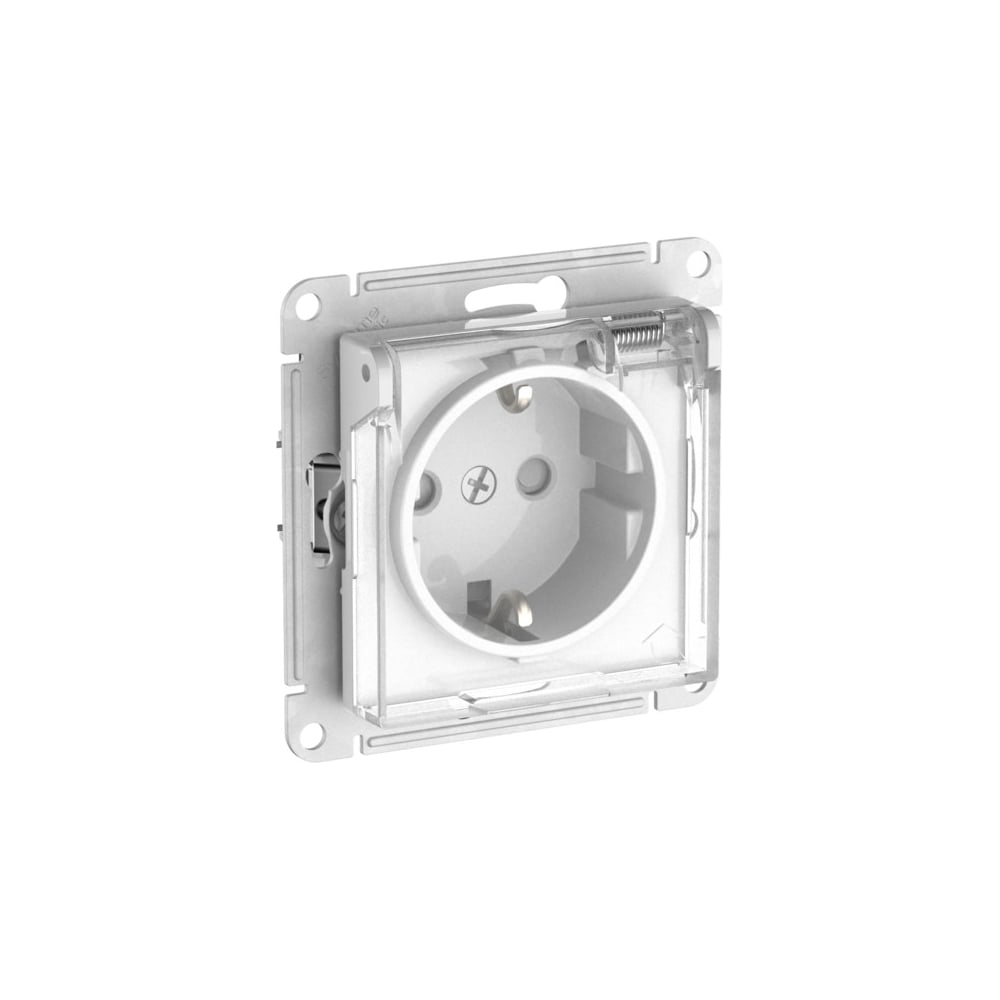 ATLAS розетка 1-я с/з с прозрачной крышкой IP44 ATN440146