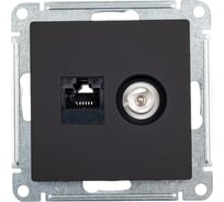 ATLAS Розетка двойная RJ45+TV категория 5Е механизм карбон ATN001089