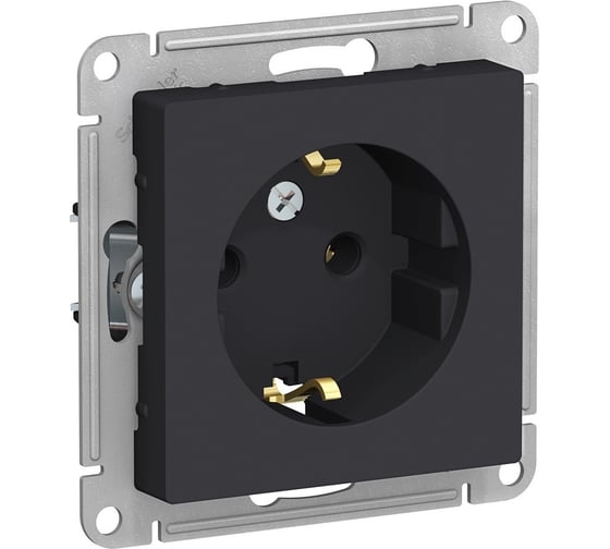 ATLAS Розетка с заземлением 16А механизм карбон ATN001043