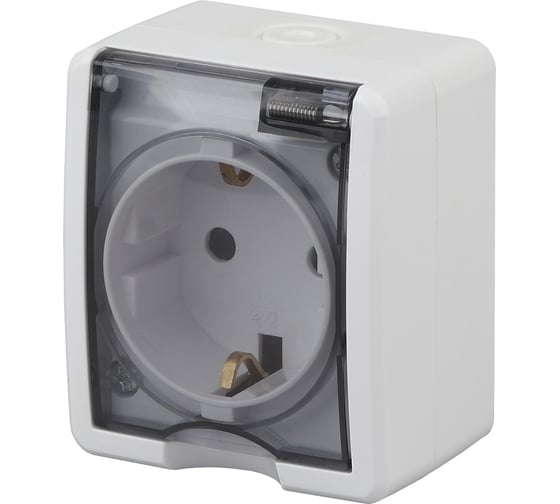 11-2401-01 ЭРА Розетка 2Р+Е IP54, 16А-250В, ОУ, Эра Эксперт, белый