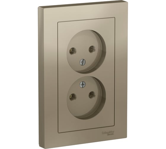 ATLASDESIGN Розетка 2-я без с/з 16А в сборе шампань ATN000520