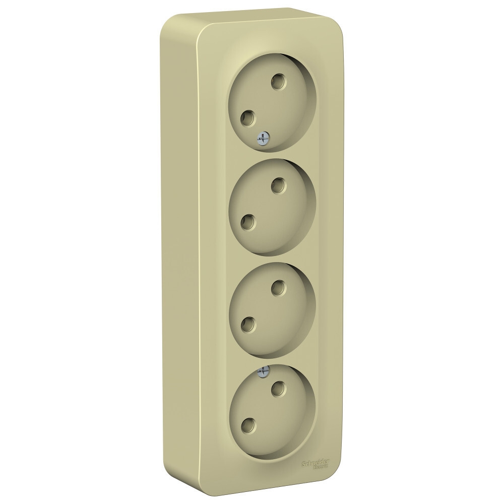 BLANCA О/У Розетка 4-ая без зазем. без шторок с изол пласт, 16А, 250В, БЕЖЕВЫЙ 000417