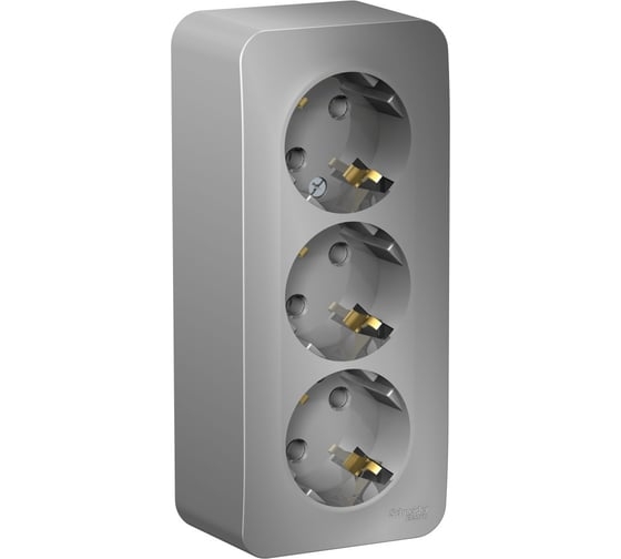 BLANCA розетка наружная 3-постовая с заземлением со шторок, с изол. пластиной 16А, 250В, антрацит