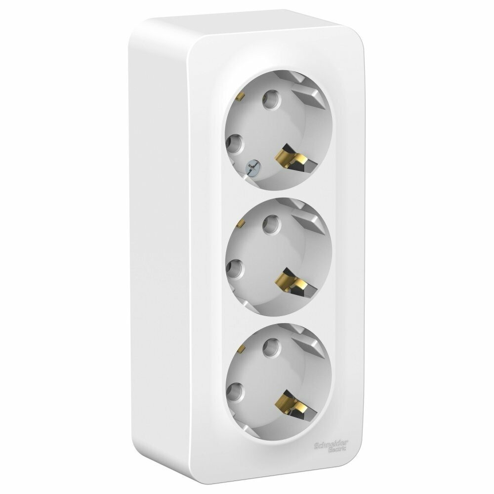 BLANCA розетка наружная 3-я с заземлением без шторок с изолирующей пластиной 16А, 250В, белый