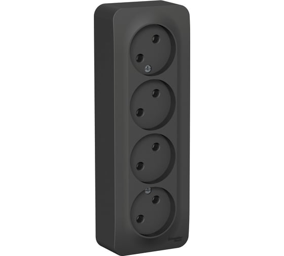 BLANCA розетка наружная 4-постовая с заземлением со шторок, с изол. пластиной 16А, 250В, антрацит