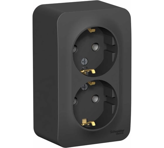 BLANCA розетка наружная двойная с заземлением без шторок, с изол. пластиной 16А, 250В, антрацит