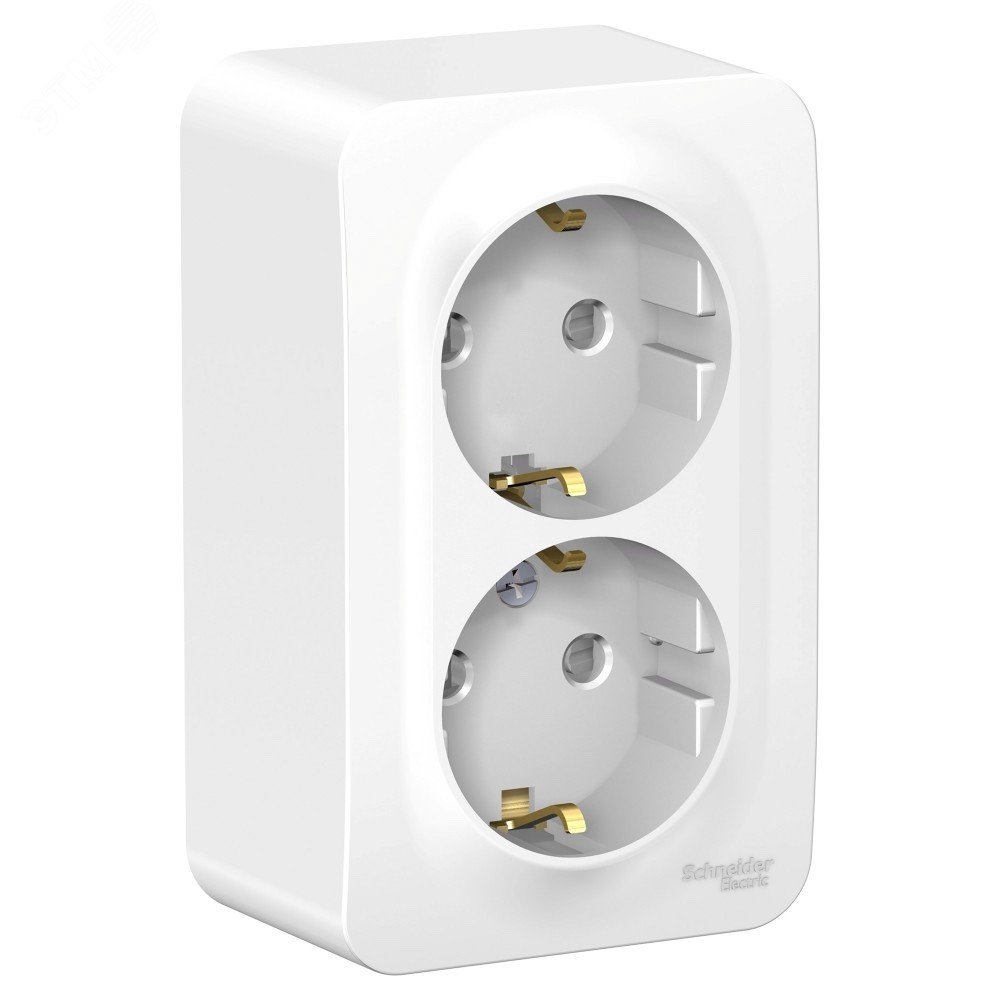 BLANCA розетка наружная двойная с/з, со шторками, с изол. пластиной 16А, 250В белый 011211