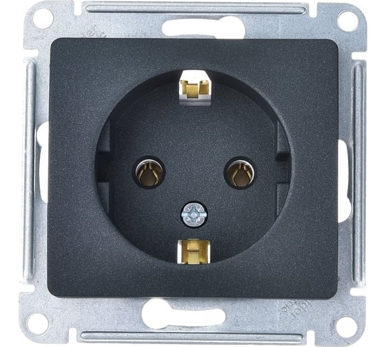 GLOSSA Розетка 1-ная с/з антрацит GSL000743