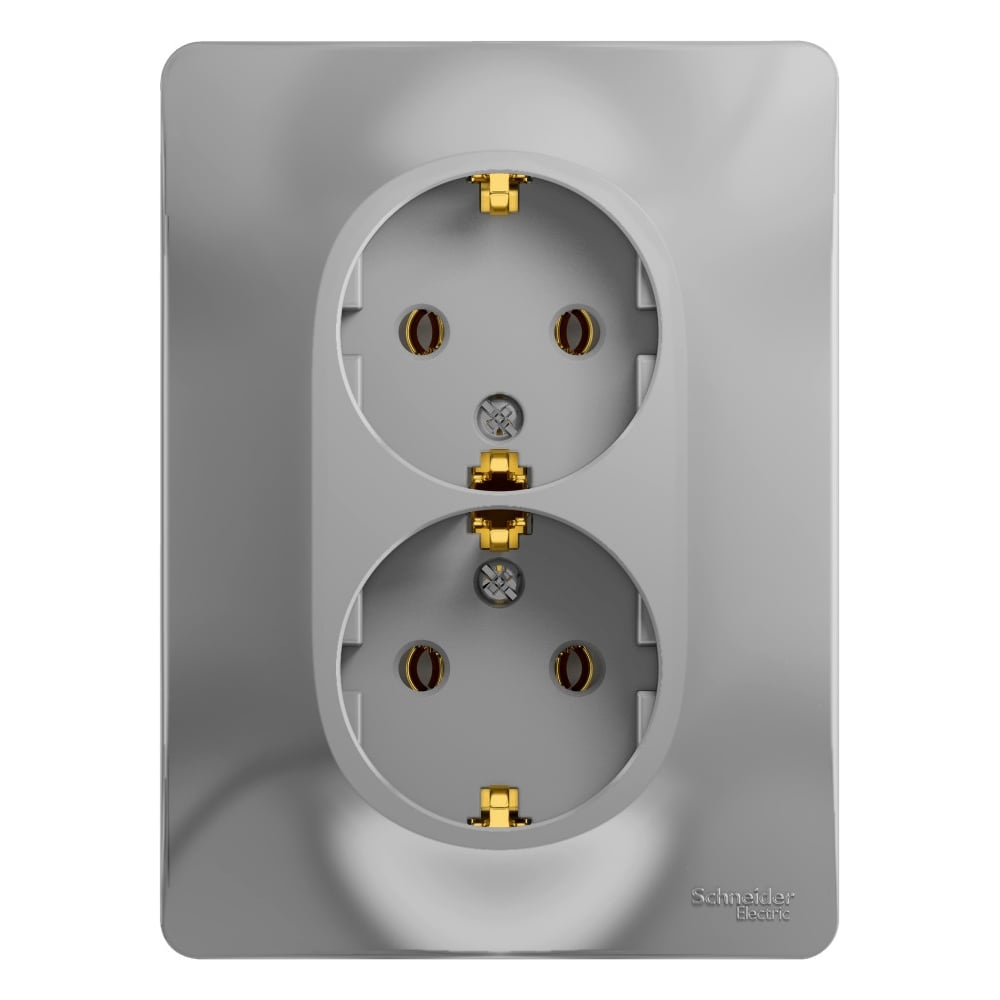 GLOSSA Розетка двойная c заземлением в сборе алюминий GSL000324