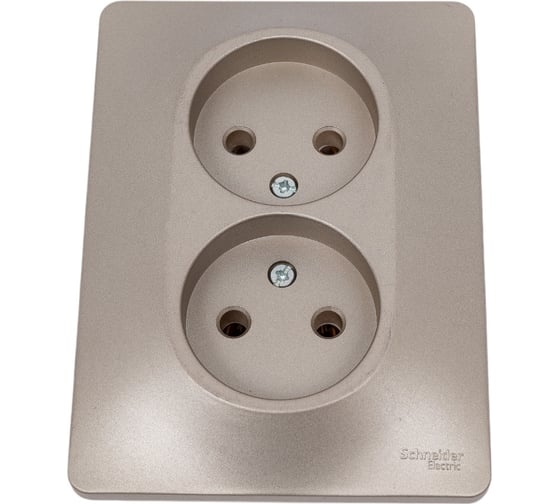 Glossa Розетка двойная без заземления в сборе титан GSL000420