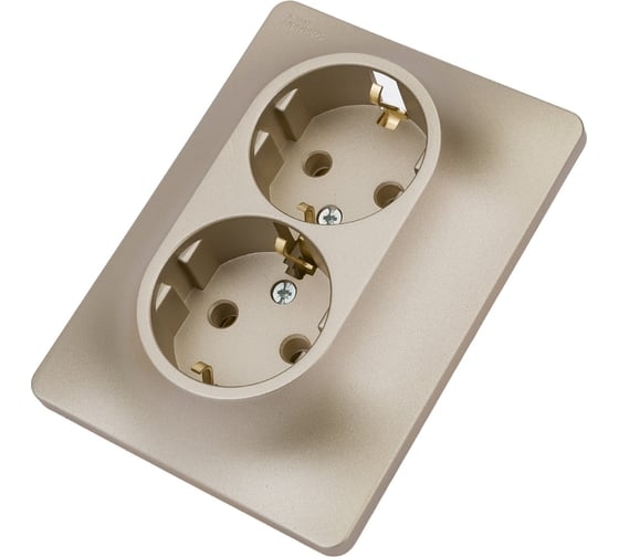 Glossa Розетка двойная с заземлением в сборе титан GSL000424
