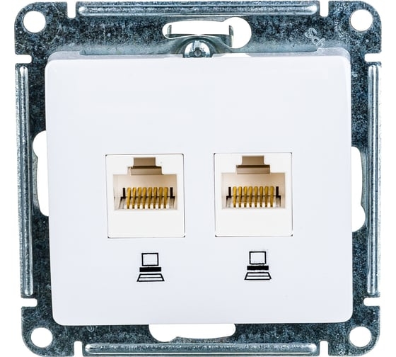 Glossa Розетка комп+комп RJ45+RJ45 бел GSL000185KK