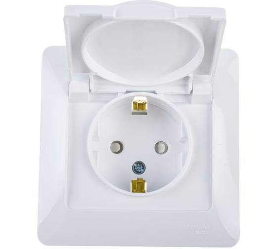Glossa Розетка с заземл со шторками белая в сборе IP20 GSL000146