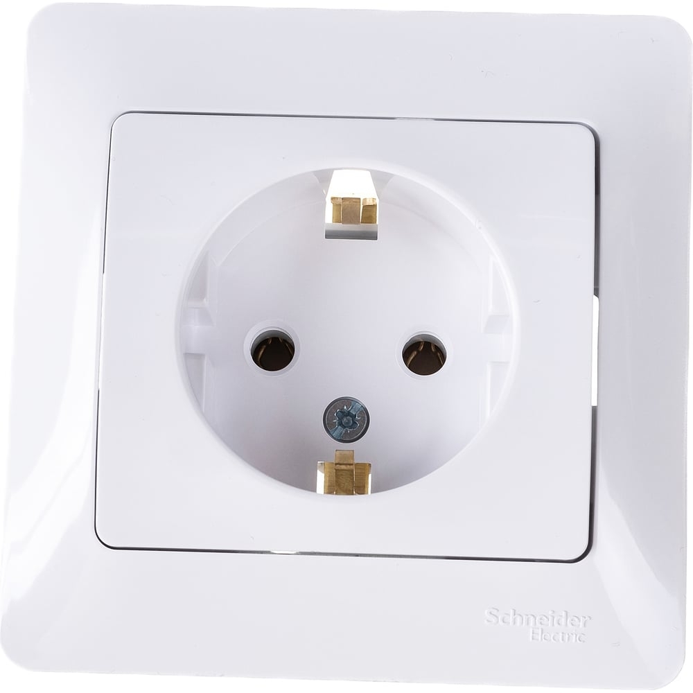 GLOSSA Розетка с заземлением в сборе белая GSL000142