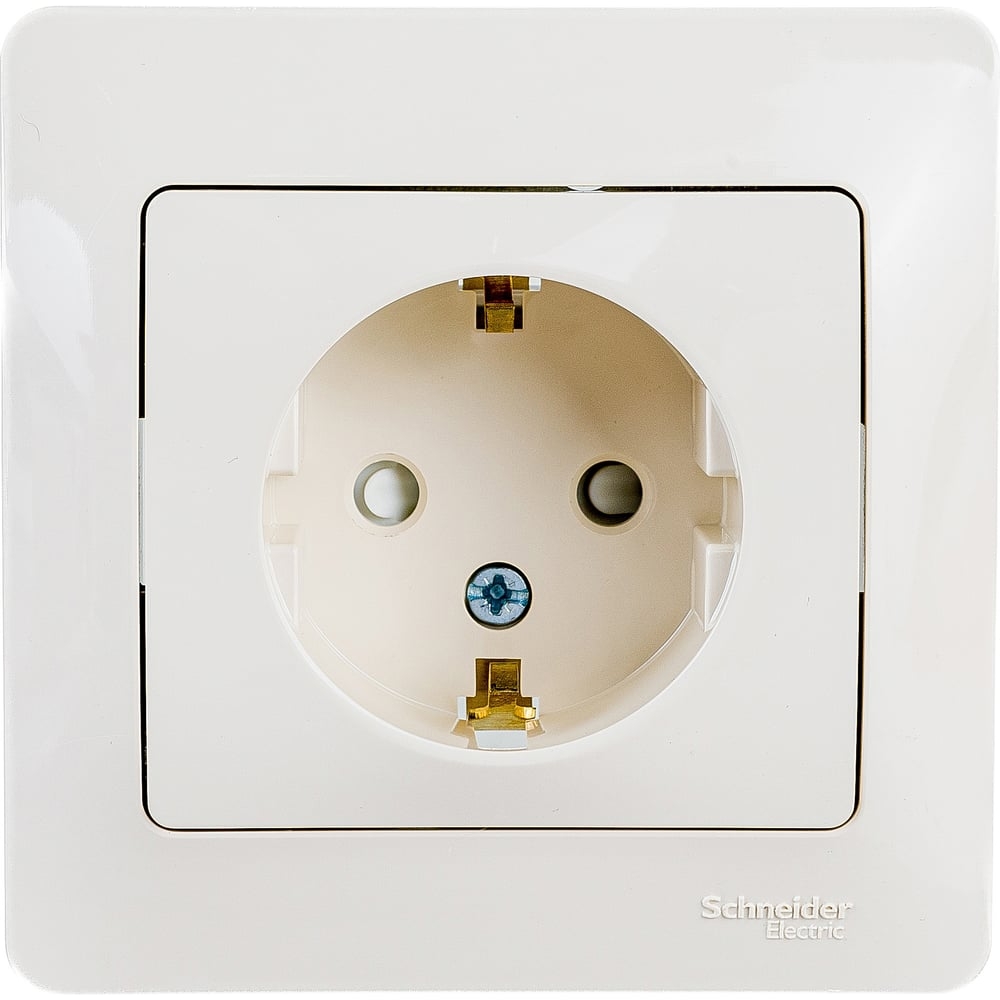 GLOSSA Розетка с заземлением со шторками в сборе бежевая GSL000244