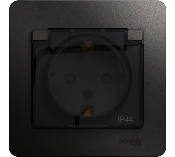 Glossa розетка с/з со шторками с крышкой IP44 антрацит в сборе GSL000748