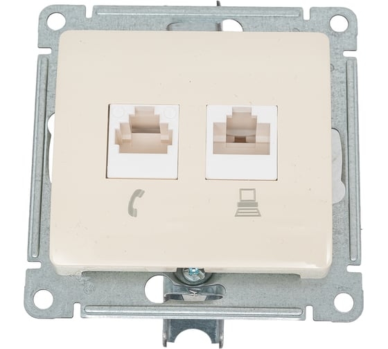 Glossa розетка тел+комп RJ11+RJ45 беж GSL000285