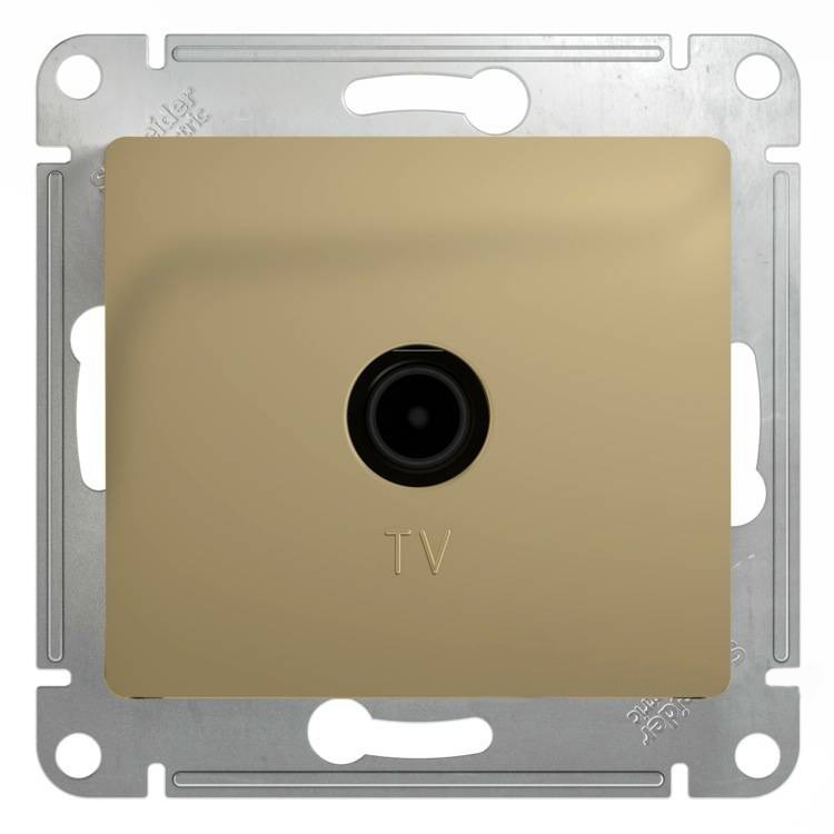 Glossa Розетка телевизионная TV одиночная в рамку 1дБ титан GSL000491