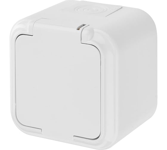 РА16-214 Розетка с/з с крышкой белая о/у Светоприбор