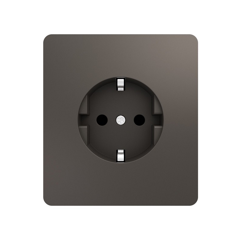 Розетка ROUND 1-ая с/з с/у со шторками 16А титан KRANZ KR-78-0701-2