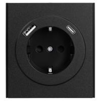 Розетка STRONG 1-ая с/з с/у з/ш 16А с USB A+C быстрой зарядки 5В/3А антрацит KRANZ KR-78-0704-5