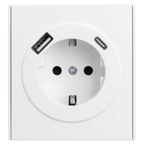 Розетка STRONG 1-ая с/з с/у з/ш 16А с USB A+C быстрой зарядки 5В/3А жемчуг KRANZ KR-78-0704-4