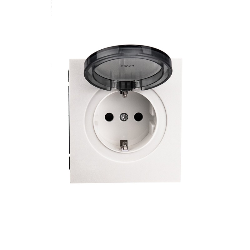 Розетка STRONG 1-ая с/з с/у со шторками 16А жемчуг KRANZ KR-78-0701-4