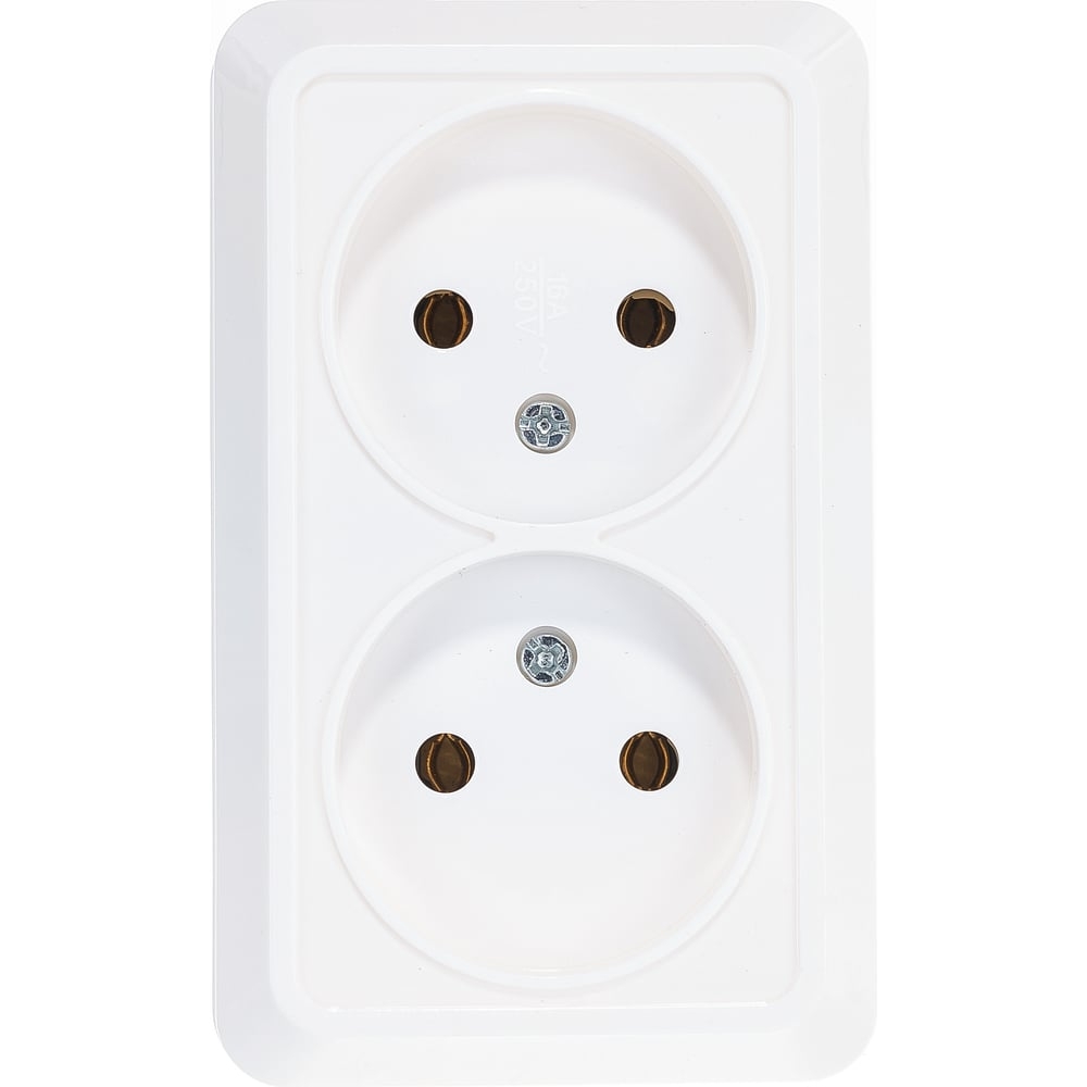 Розетка Олимп 2-ая б/з белый UNIVersal