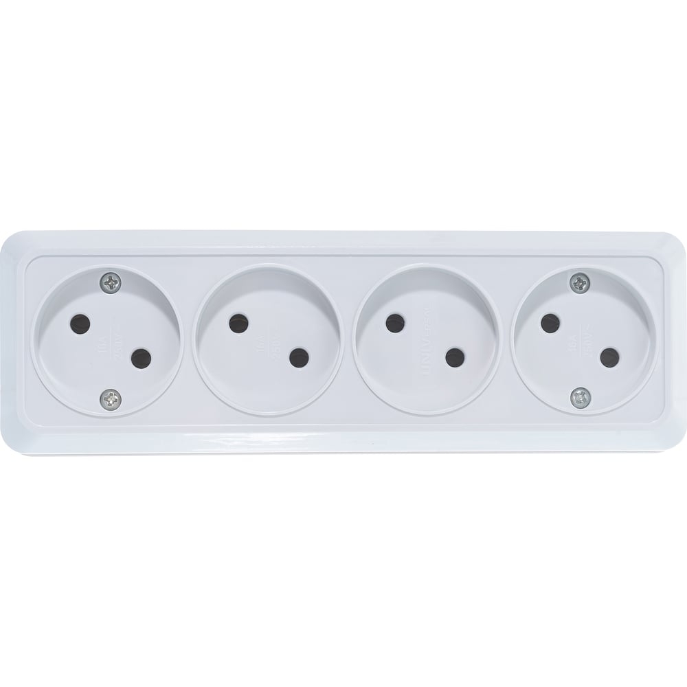 Розетка Олимп 4х-я б/з белый UNIVersal